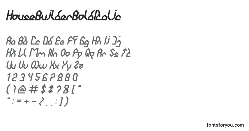 Шрифт HouseBuilderBoldItalic – алфавит, цифры, специальные символы