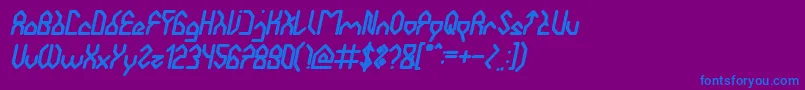 HouseBuilderBoldItalic-Schriftart – Blaue Schriften auf violettem Hintergrund