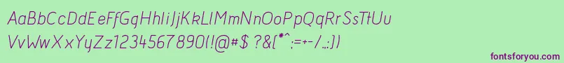 AcidItalic Font – Purple Fonts on Green Background