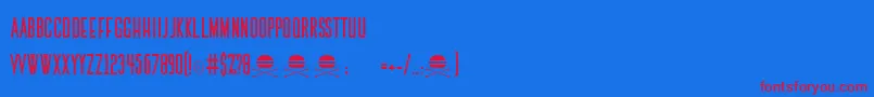 ThemedicRegular Font – Red Fonts on Blue Background