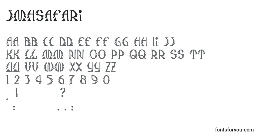 JmhSafari-fontti – aakkoset, numerot, erikoismerkit