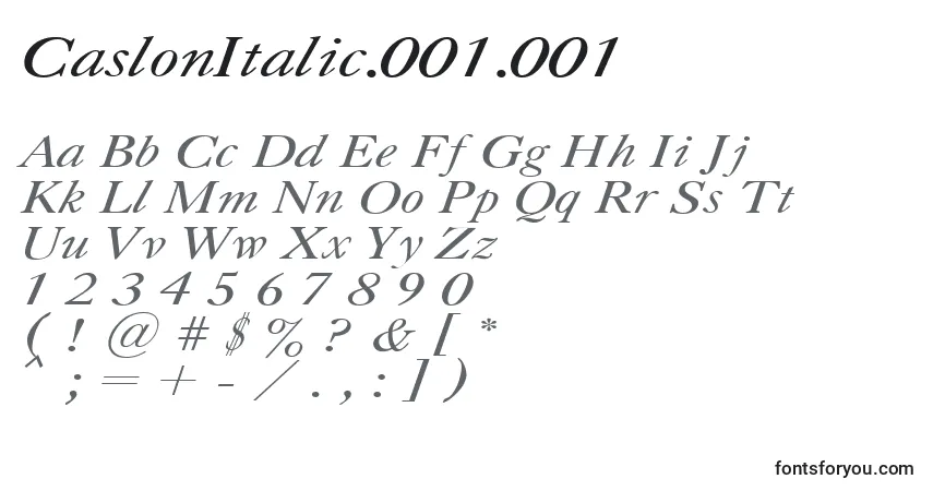 Schriftart CaslonItalic.001.001 – Alphabet, Zahlen, spezielle Symbole