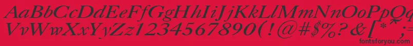 Czcionka CaslonItalic.001.001 – czarne czcionki na czerwonym tle