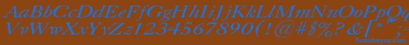 Fonte CaslonItalic.001.001 – fontes azuis em um fundo marrom