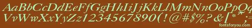 フォントCaslonItalic.001.001 – 緑色の文字が茶色の背景にあります。