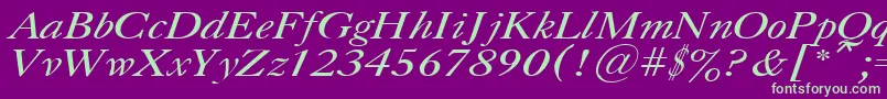 フォントCaslonItalic.001.001 – 紫の背景に緑のフォント