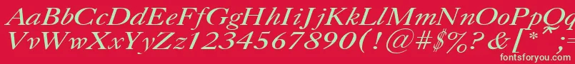 フォントCaslonItalic.001.001 – 赤い背景に緑の文字