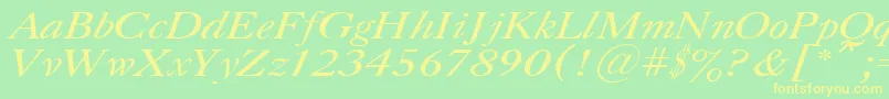CaslonItalic.001.001-Schriftart – Gelbe Schriften auf grünem Hintergrund