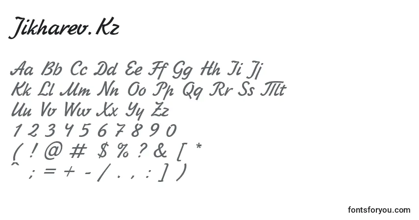 A fonte Jikharev.Kz – alfabeto, números, caracteres especiais