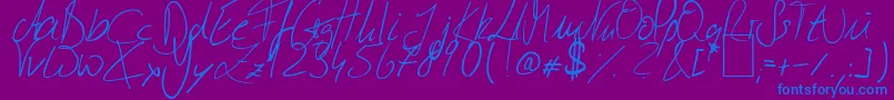 JulliscriptumReloaded-Schriftart – Blaue Schriften auf violettem Hintergrund