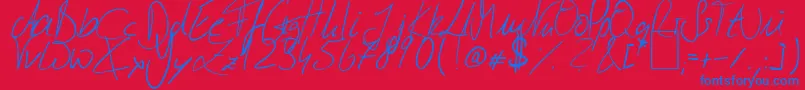 フォントJulliscriptumReloaded – 赤い背景に青い文字