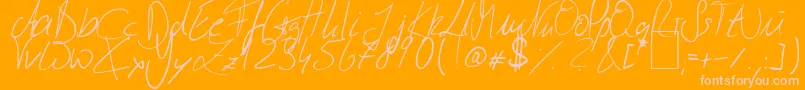 JulliscriptumReloaded-Schriftart – Rosa Schriften auf orangefarbenem Hintergrund