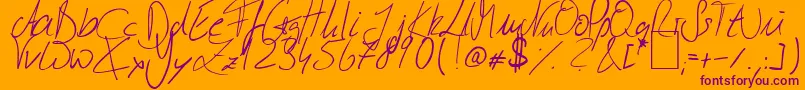 Czcionka JulliscriptumReloaded – fioletowe czcionki na pomarańczowym tle