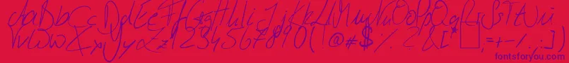 JulliscriptumReloaded-Schriftart – Violette Schriften auf rotem Hintergrund