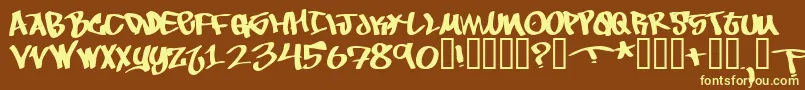 Tobec-Schriftart – Gelbe Schriften auf braunem Hintergrund