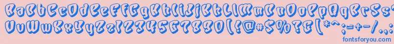 Chars-Schriftart – Blaue Schriften auf rosa Hintergrund
