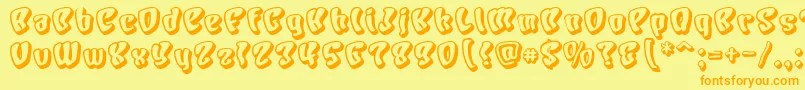 フォントChars – オレンジの文字が黄色の背景にあります。