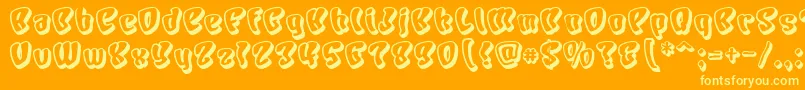 Chars-Schriftart – Gelbe Schriften auf orangefarbenem Hintergrund
