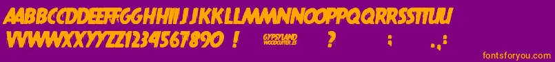 フォントGypsyland – 紫色の背景にオレンジのフォント