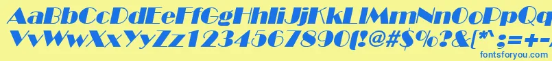 Fonte BroadwayItalic – fontes azuis em um fundo amarelo