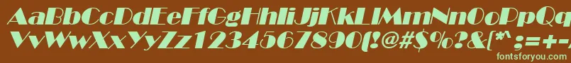 BroadwayItalic-fontti – vihreät fontit ruskealla taustalla