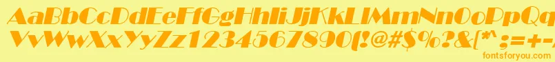 フォントBroadwayItalic – オレンジの文字が黄色の背景にあります。