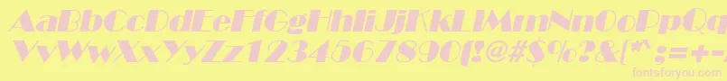 BroadwayItalic-fontti – vaaleanpunaiset fontit keltaisella taustalla