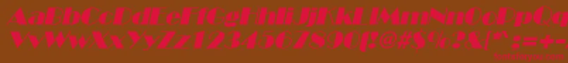 BroadwayItalic-Schriftart – Rote Schriften auf braunem Hintergrund