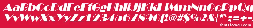 フォントBroadwayItalic – 赤い背景に白い文字