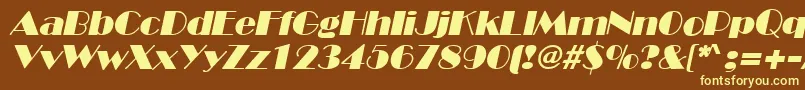 BroadwayItalic-fontti – keltaiset fontit ruskealla taustalla