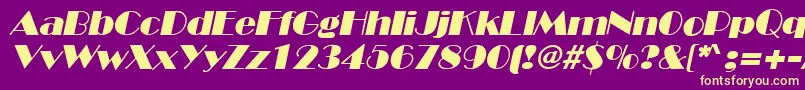 Fonte BroadwayItalic – fontes amarelas em um fundo roxo