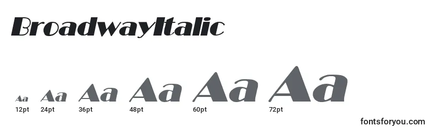 BroadwayItalic Font Sizes