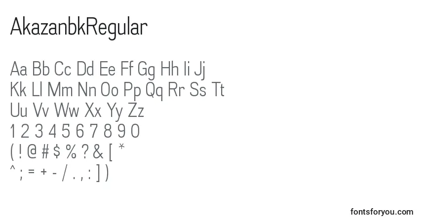 A fonte AkazanbkRegular – alfabeto, números, caracteres especiais