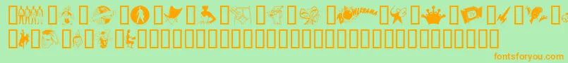 Tackodd-Schriftart – Orangefarbene Schriften auf grünem Hintergrund