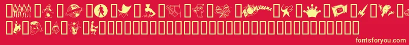 フォントTackodd – 黄色の文字、赤い背景