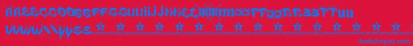 VatosTrial2011-Schriftart – Blaue Schriften auf rotem Hintergrund