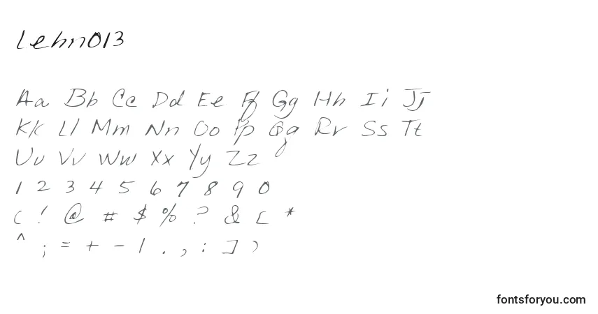 Czcionka Lehn013 – alfabet, cyfry, specjalne znaki