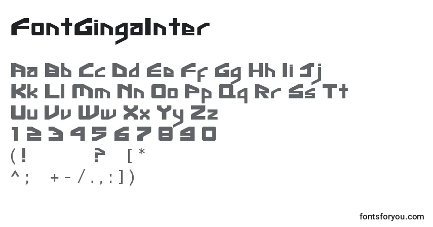 Czcionka FontGingaInter – alfabet, cyfry, specjalne znaki