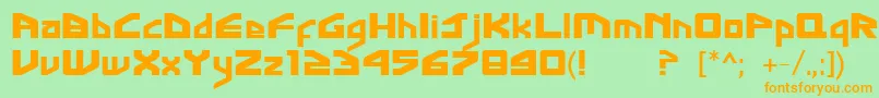 フォントFontGingaInter – オレンジの文字が緑の背景にあります。