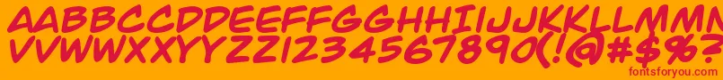 フォントJackArmstrongBold – オレンジの背景に赤い文字