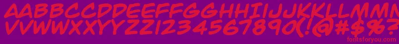 JackArmstrongBold-fontti – punaiset fontit violetilla taustalla