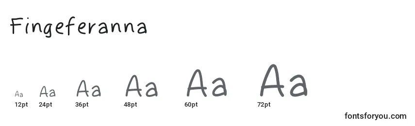 Fingeferanna-fontin koot