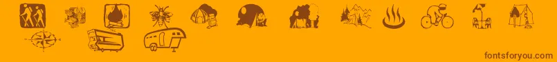 Aezcamping Font – Brown Fonts on Orange Background