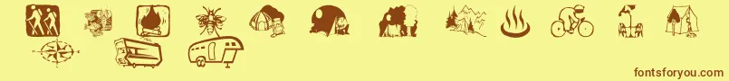 Aezcamping Font – Brown Fonts on Yellow Background