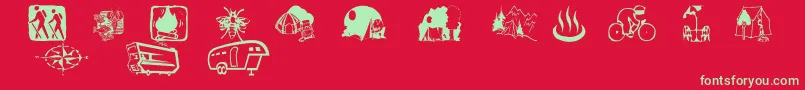 Aezcamping Font – Green Fonts on Red Background