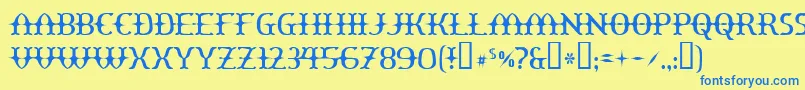 Yawnovision Font – Blue Fonts on Yellow Background