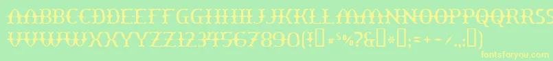 フォントYawnovision – 黄色の文字が緑の背景にあります