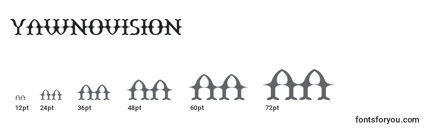 Размеры шрифта Yawnovision