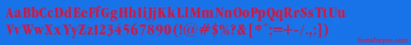 GaramondCondencedBold Font – Red Fonts on Blue Background