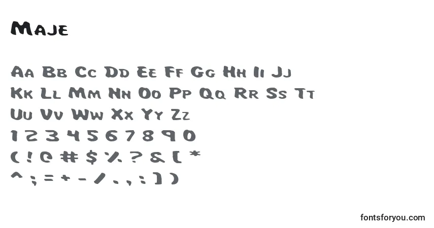 A fonte Maje – alfabeto, números, caracteres especiais